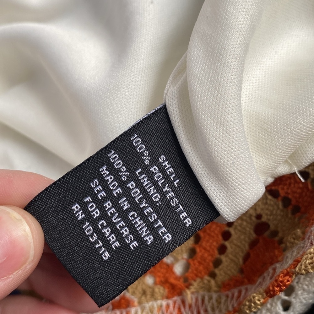 Sharagano crochet NWOT shortsleeved dress in earth tones. - Picture 10 of 17